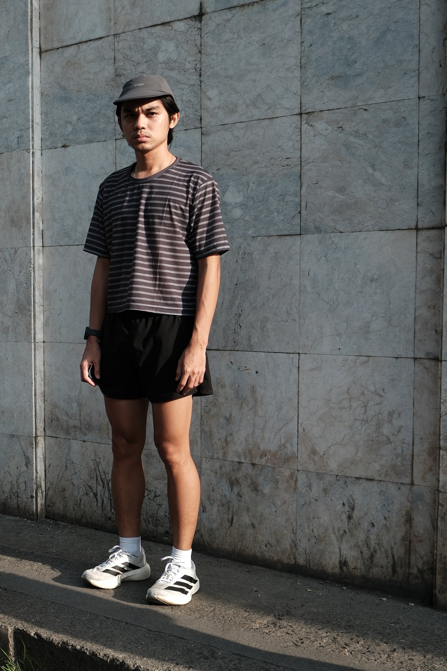 Stripes Active Tee Cropped - Dark